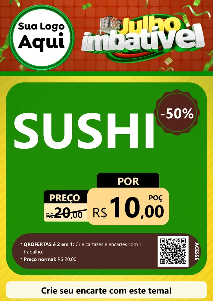 Modelo de Cartaz para Cartaz A4 Vertical com o tema Julho Imbatível para Comida japonesa