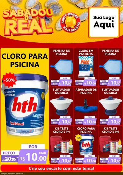 Modelo de Encarte para Encarte A4 Vertical com o tema Sabadou do Real para Produtos para Piscina