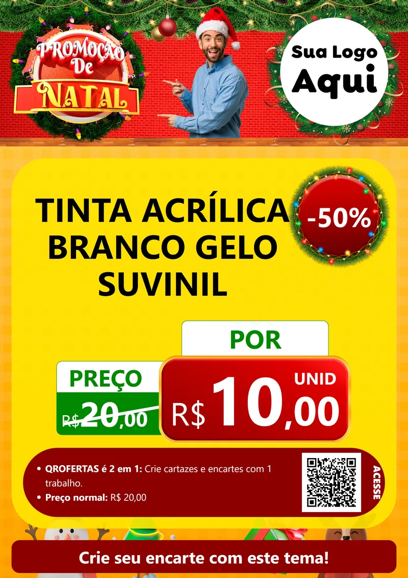 Modelo de Cartaz para Cartaz A4 Vertical com o tema Promoção de Natal para Tintas e Ferramentas