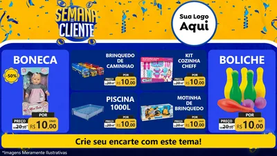 Modelo de TV para TV Horizontal com o tema Semana do Cliente para Brinquedos