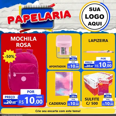 Modelo de Rede Social para Feed Facebook com o tema Papelaria para Papelaria