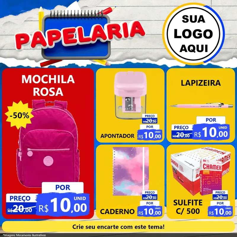 Modelo de Rede Social para Feed Facebook com o tema Papelaria para Papelaria