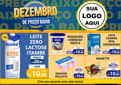 Modelo de Encarte para Encarte A4 Horizontal com o tema Dezembro de Preço Baixo para Frios e Laticínios