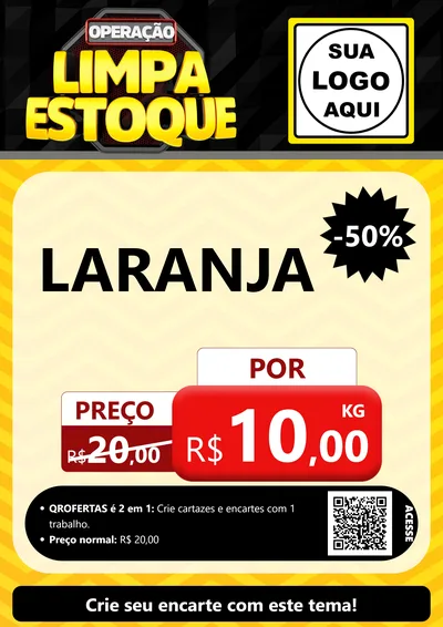 Modelo de Cartaz para Cartaz A4 Vertical com o tema Operação Limpa Estoque para Hortifrúti
