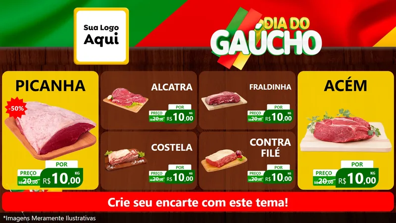 Modelo de TV para TV Horizontal com o tema Dia do Gaúcho para Açougue