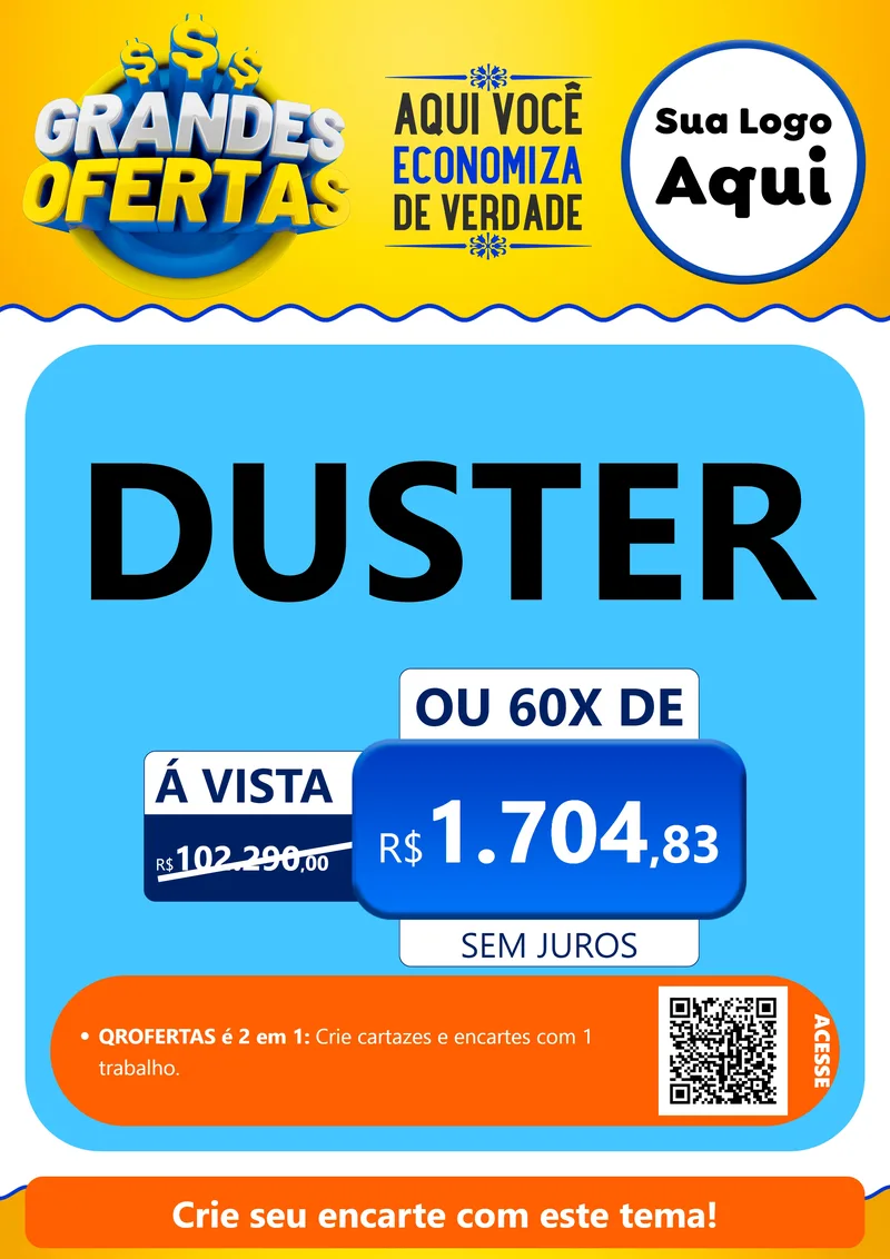 Modelo de Cartaz para Cartaz A4 Vertical com o tema Grandes Ofertas para Concessionaria de Carros