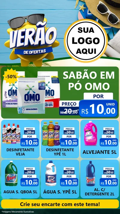 Modelo de Rede Social para Stories com o tema Verão de Ofertas para Produtos de Limpeza