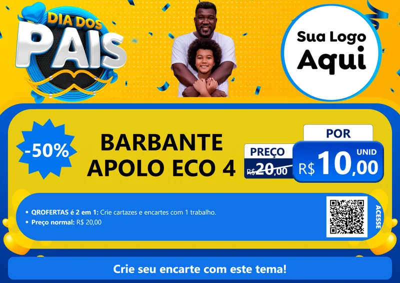 Modelo de Cartaz para Cartaz A4 Horizontal com o tema Dia dos Pais para Armarinho e Aviamentos