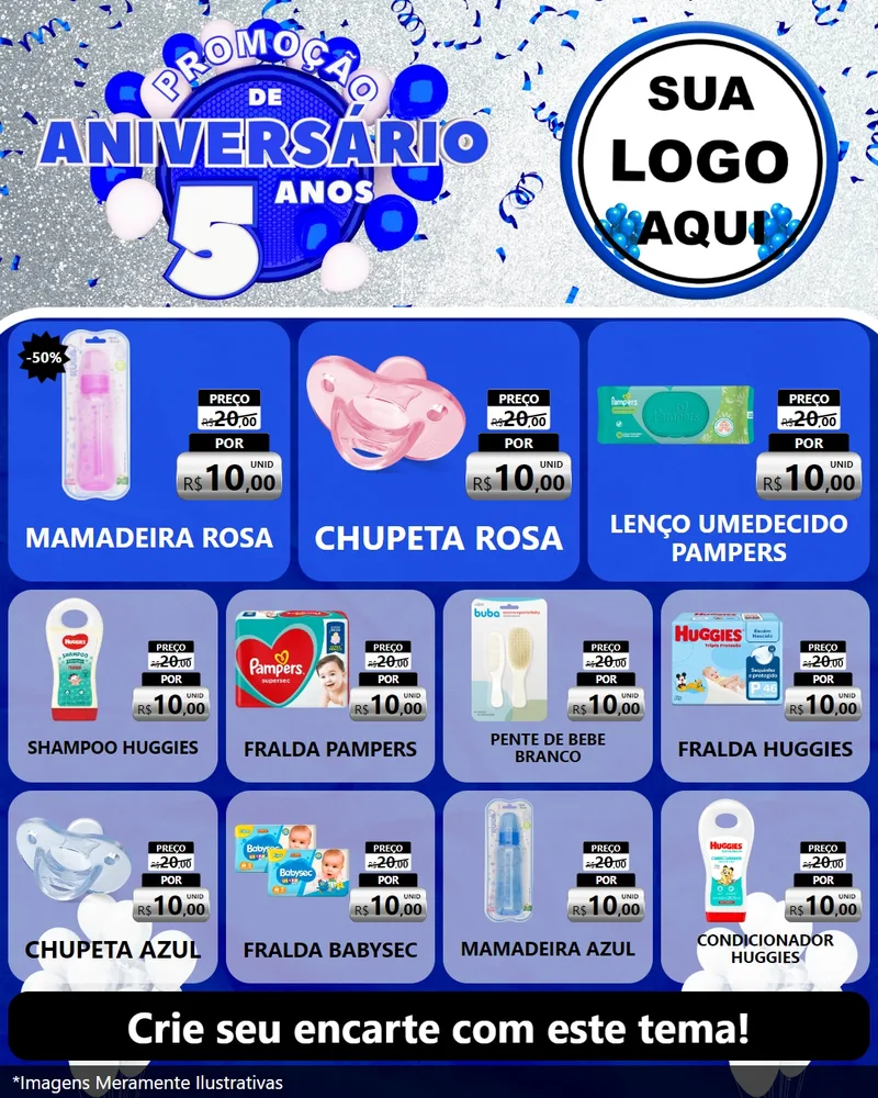 Modelo de Rede Social para Feed Instagram com o tema Promoção de Aniversário - 5 Anos para Bebês