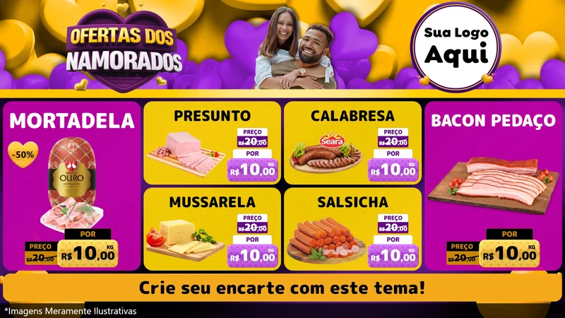 Modelo de TV para TV Horizontal com o tema Oferta Dos Namorados para Frios e Laticínios