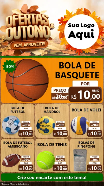Modelo de Rede Social para Stories com o tema Ofertas de Outono - Vem, Aproveite! para Artigos Esportivos