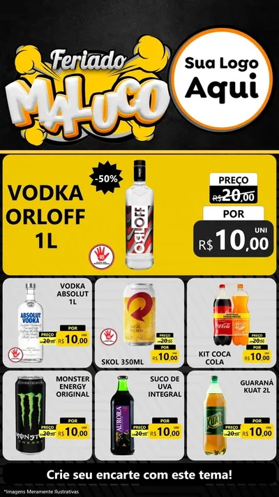 Modelo de Rede Social para Stories com o tema Feriado Maluco para Distribuidora de bebidas