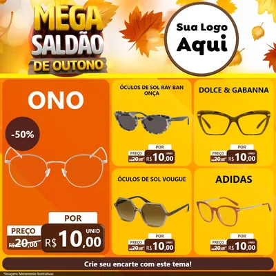 Modelo de Rede Social para Feed Facebook com o tema Mega Saldão de Outono para Óticas
