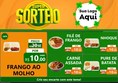 Modelo de Encarte para Encarte A4 Horizontal com o tema Super Sorteio para Restaurante