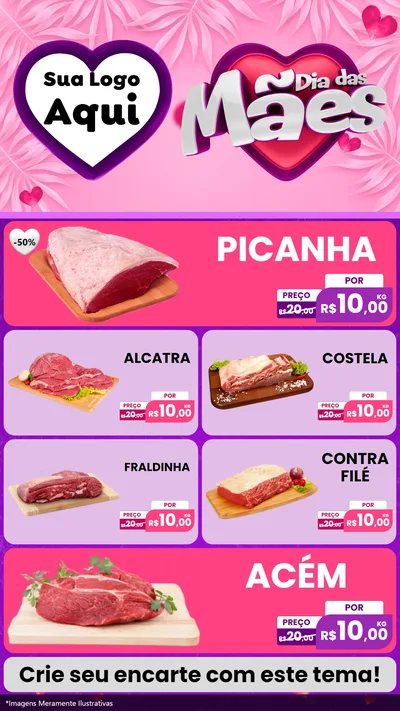 Modelo de TV para TV Vertical com o tema Dia das Mães para Açougue