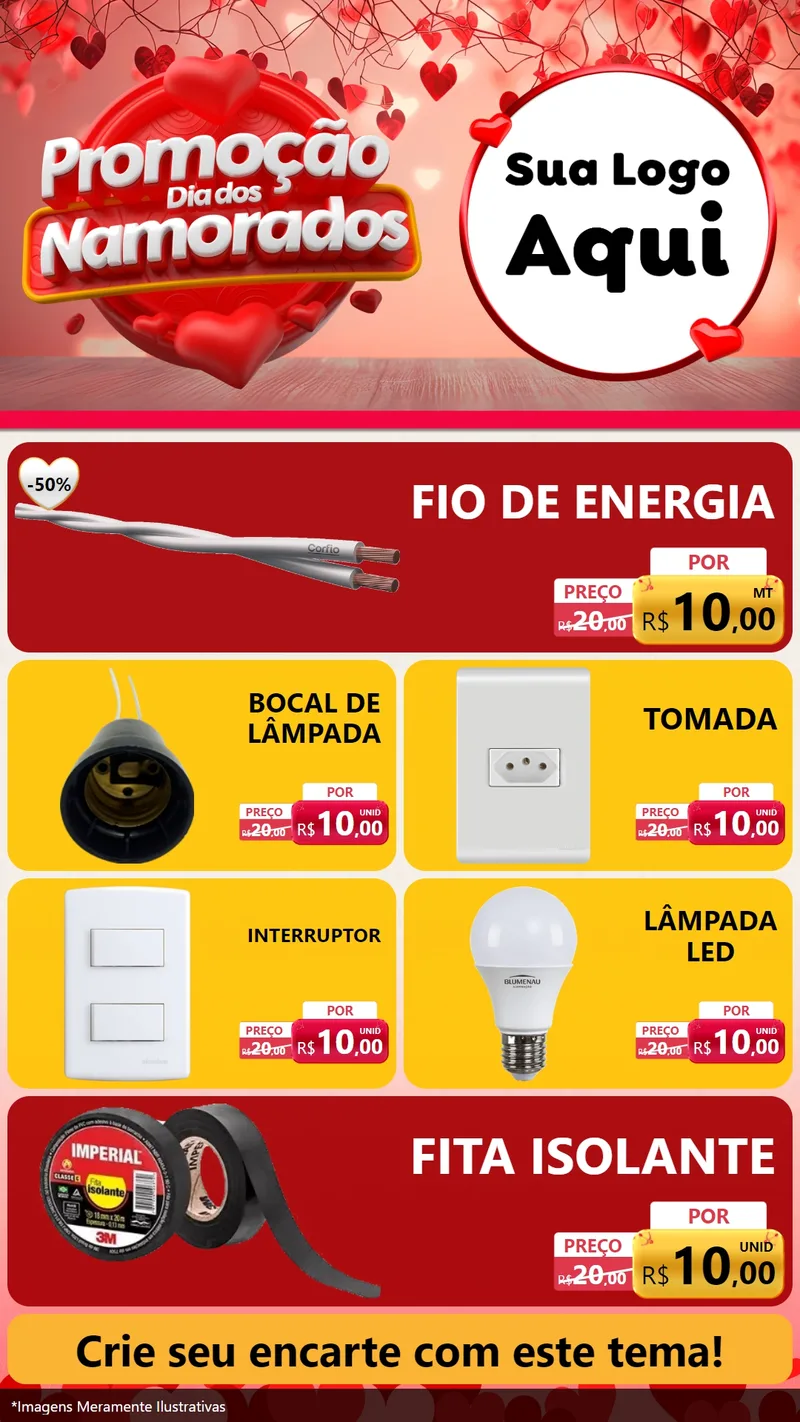 Modelo de TV para TV Vertical com o tema Promoção Dia dos Namorados para Materiais Elétricos