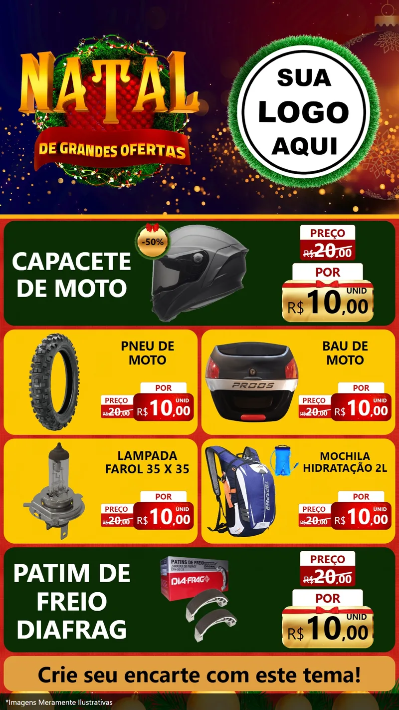 Modelo de TV para TV Vertical com o tema Natal de Grandes Ofertas para Moto peças