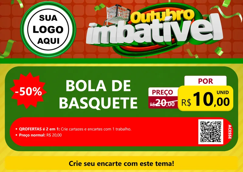 Modelo de Cartaz para Cartaz A4 Horizontal com o tema Outubro Imbatível para Artigos Esportivos