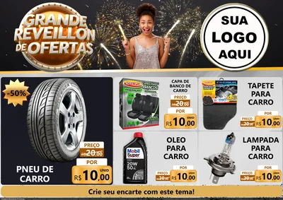 Modelo de Encarte para Encarte A4 Horizontal com o tema Grande Réveillon de Ofertas para Auto peças