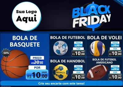 Modelo de Encarte para Encarte A4 Horizontal com o tema Black Friday para Artigos Esportivos