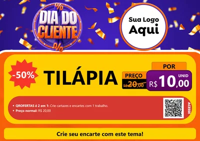 Modelo de Cartaz para Cartaz A4 Horizontal com o tema Dia do Cliente para Peixaria