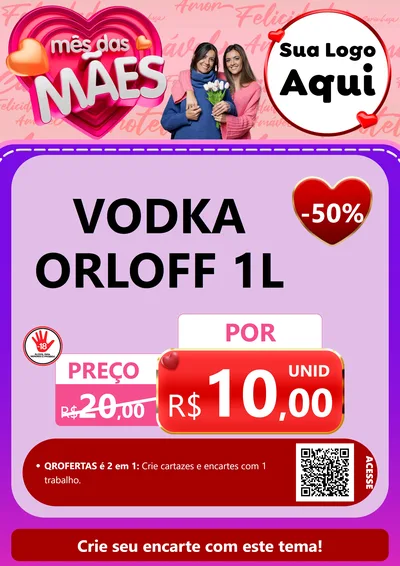 Modelo de Cartaz para Cartaz A4 Vertical com o tema Mês Das Mães para Distribuidora de bebidas