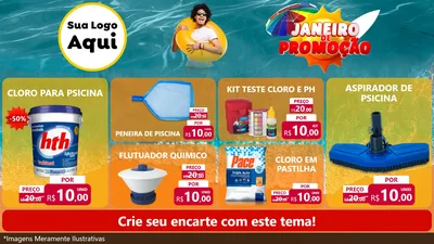 Modelo de TV para TV Horizontal com o tema Janeiro de Promoção para Produtos para Piscina