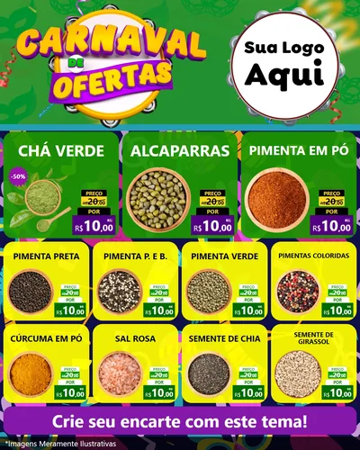 Modelo de Rede Social para Feed Instagram com o tema Carnaval de Ofertas para Produtos Naturais