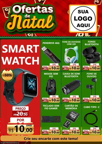 Modelo de Encarte para Encarte A4 Vertical com o tema Ofertas de Natal para Informática