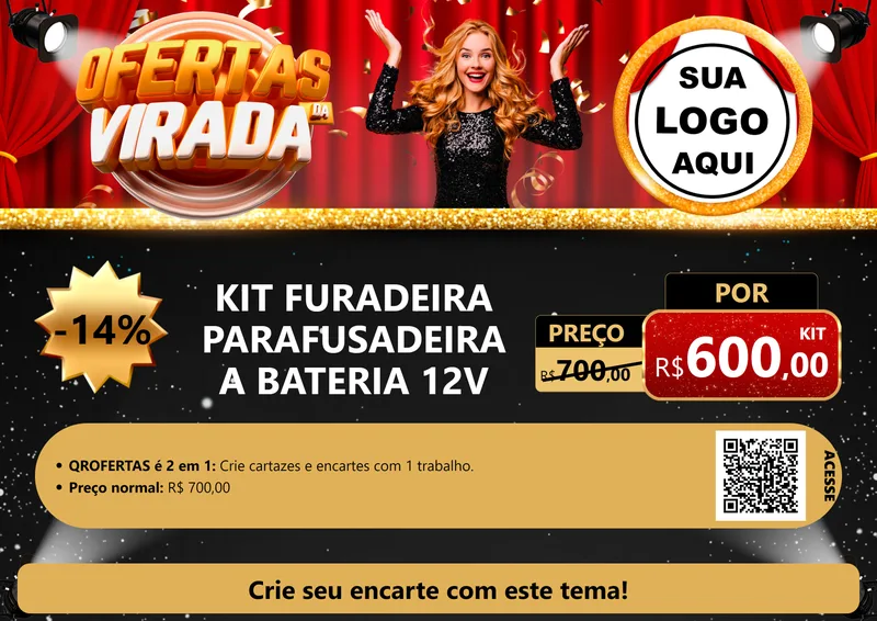 Modelo de Cartaz para Cartaz A4 Horizontal com o tema Ofertas da Virada para Maquinas e Ferramentas