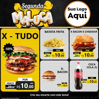 Modelo de Rede Social para Feed Facebook com o tema Segunda Maluca para Hamburgueria