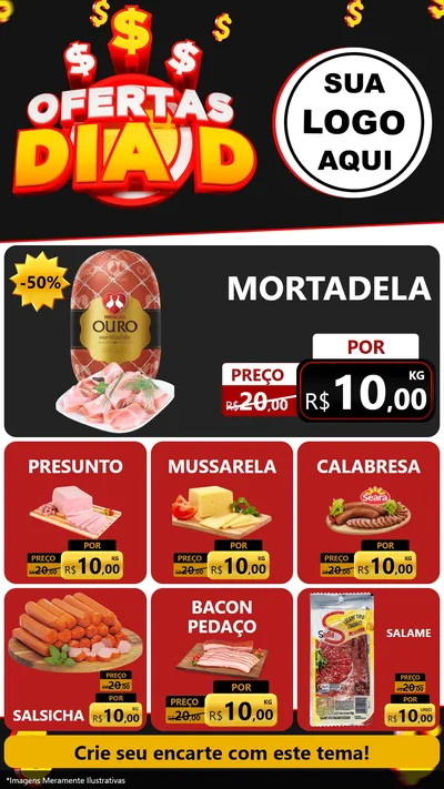 Modelo de Rede Social para Stories com o tema Ofertas Dia D para Frios e Laticínios