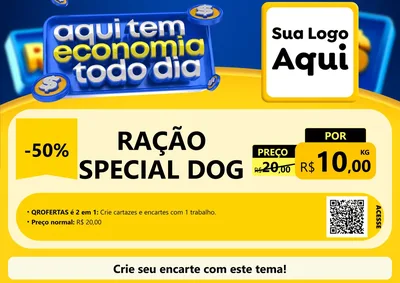 Modelo de Cartaz para Cartaz A4 Horizontal com o tema Aqui Tem Economia Todo Dia para Pet Shop