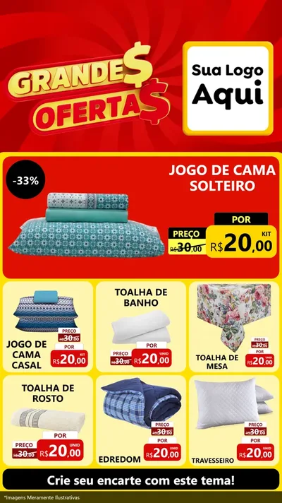 Modelo de Rede Social para Stories com o tema Grandes Ofertas para Cama, Mesa e Banho