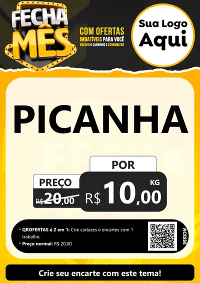 Modelo de Cartaz para Cartaz A4 Vertical com o tema Fecha Mês para Açougue