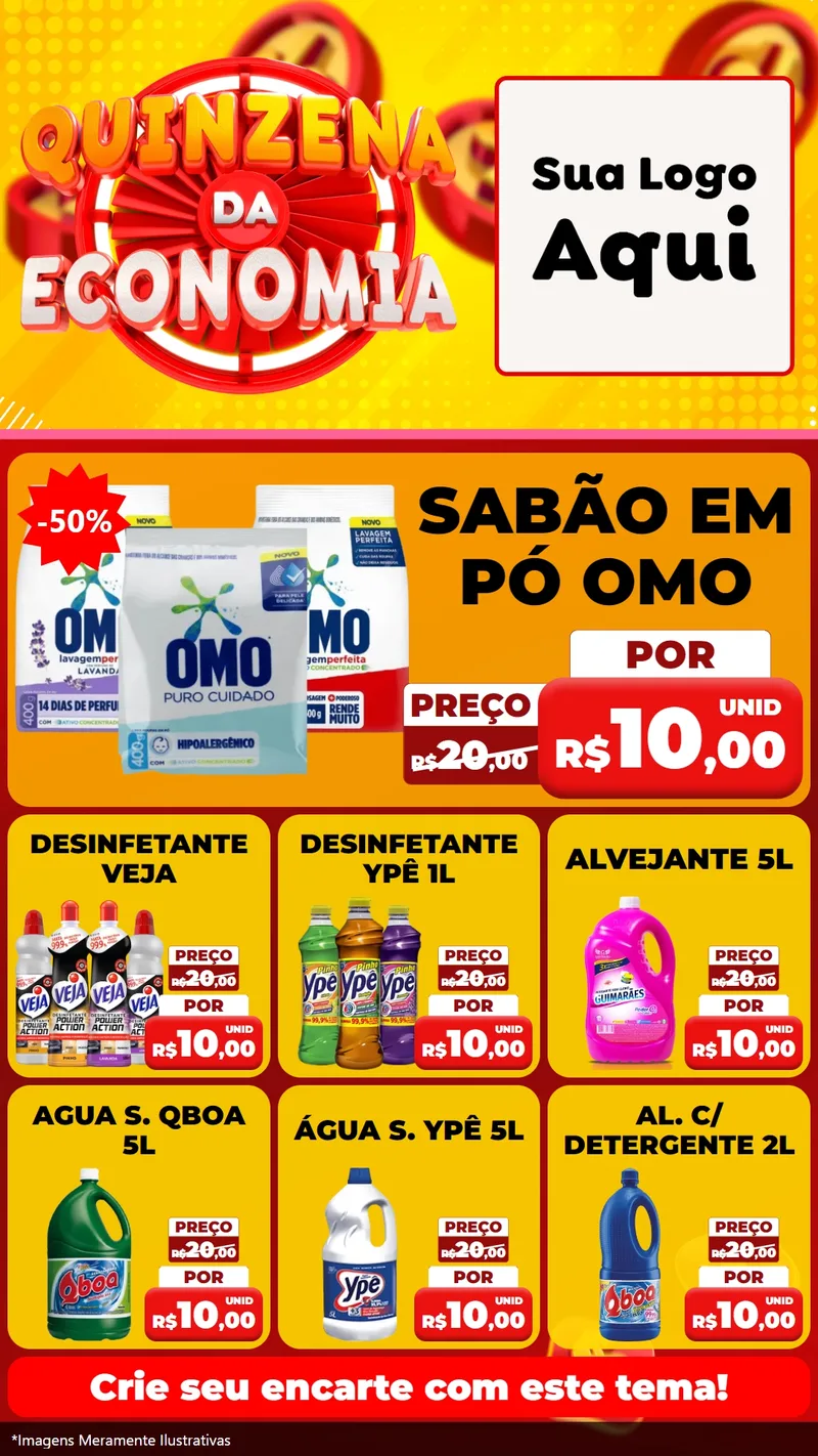 Modelo de Rede Social para Stories com o tema Quinzena Da Economia para Produtos de Limpeza