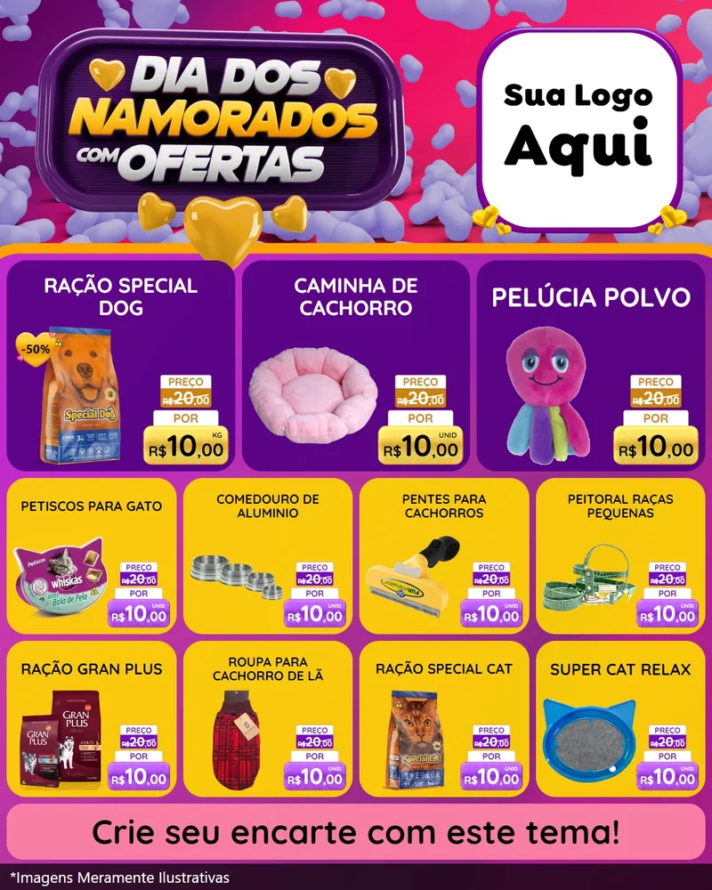 Modelo de Rede Social para Feed Instagram com o tema Dia Dos Namorados Com Ofertas para Pet Shop