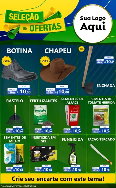 Modelo de Encarte para Encarte Grande com o tema Seleção de Ofertas - Copa para Agropecuária