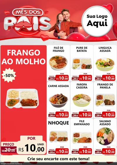 Modelo de Encarte para Encarte A4 Vertical com o tema Mês dos Pais para Restaurante