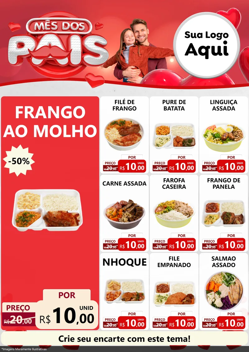 Modelo de Encarte para Encarte A4 Vertical com o tema Mês dos Pais para Restaurante