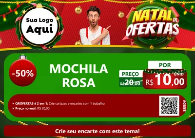 Modelo de Cartaz para Cartaz A4 Horizontal com o tema Natal de Ofertas para Papelaria