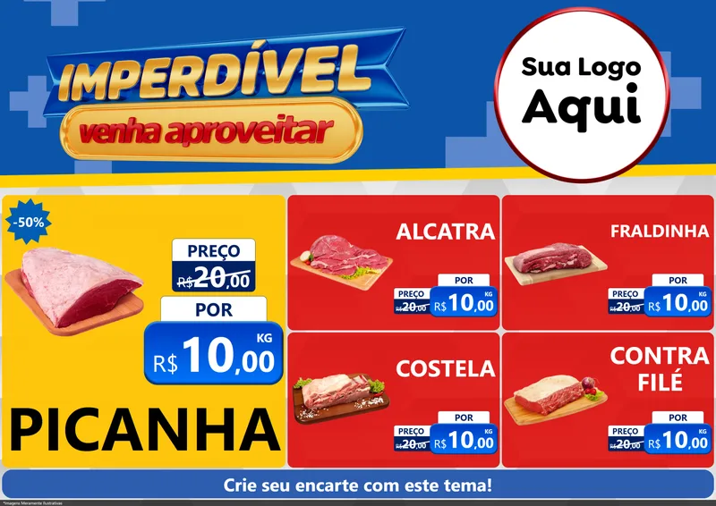 Modelo de Encarte para Encarte A4 Horizontal com o tema Imperdível para Açougue
