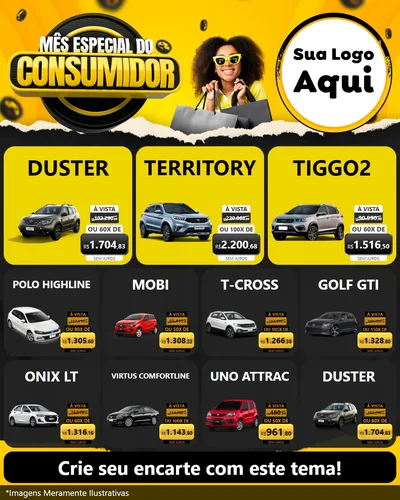 Modelo de Rede Social para Feed Instagram com o tema Mês Especial do Consumidor para Concessionaria de Carros