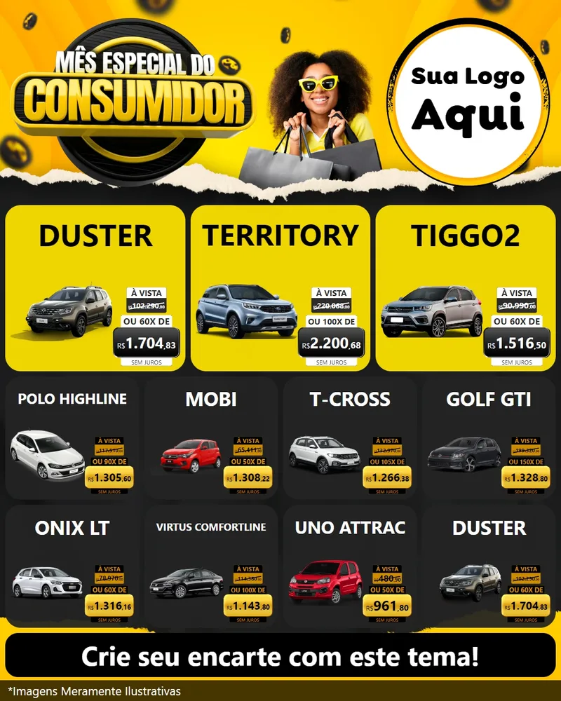 Modelo de Rede Social para Feed Instagram com o tema Mês Especial do Consumidor para Concessionaria de Carros
