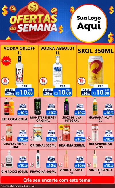 Modelo de Encarte para Encarte Grande com o tema Ofertas Da Semana para Distribuidora de bebidas