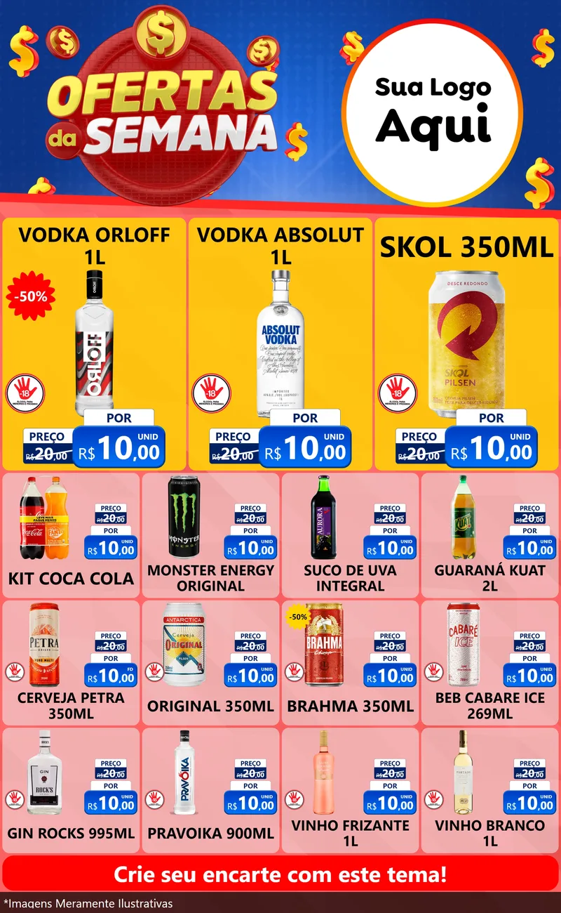 Modelo de Encarte para Encarte Grande com o tema Ofertas Da Semana para Distribuidora de bebidas