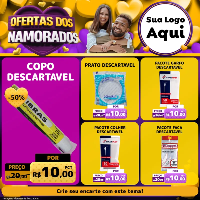 Modelo de Rede Social para Feed Facebook com o tema Oferta Dos Namorados para Embalagens