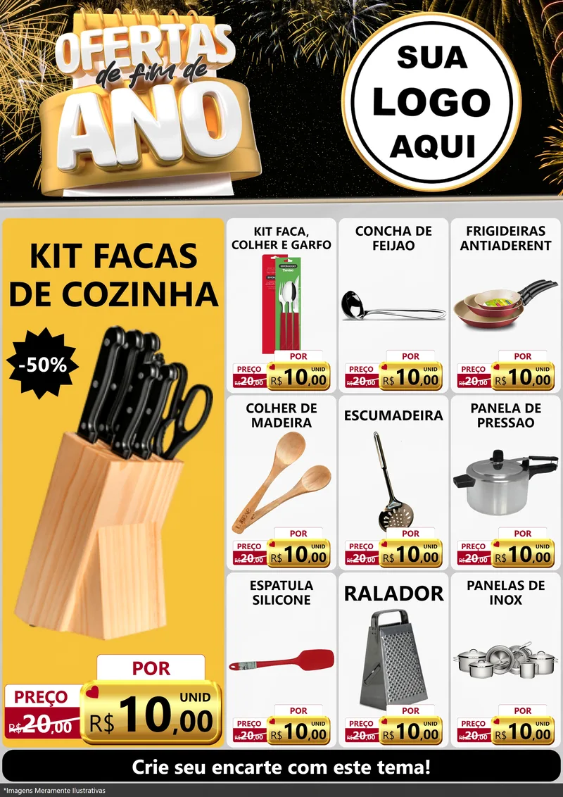 Modelo de Encarte para Encarte A4 Vertical com o tema Ofertas de Fim de Ano para Utilidades Domésticas