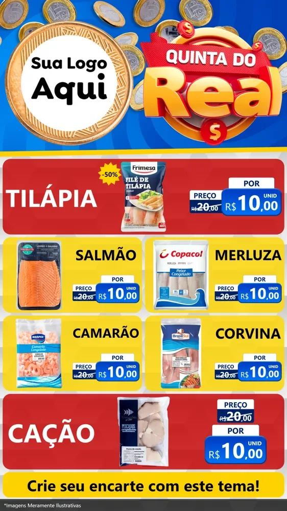 Modelo de TV para TV Vertical com o tema Quinta do Real para Peixaria