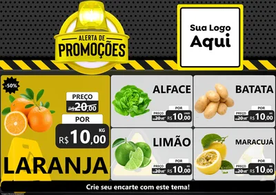Modelo de Encarte para Encarte A4 Horizontal com o tema Alerta de Promoções para Hortifrúti